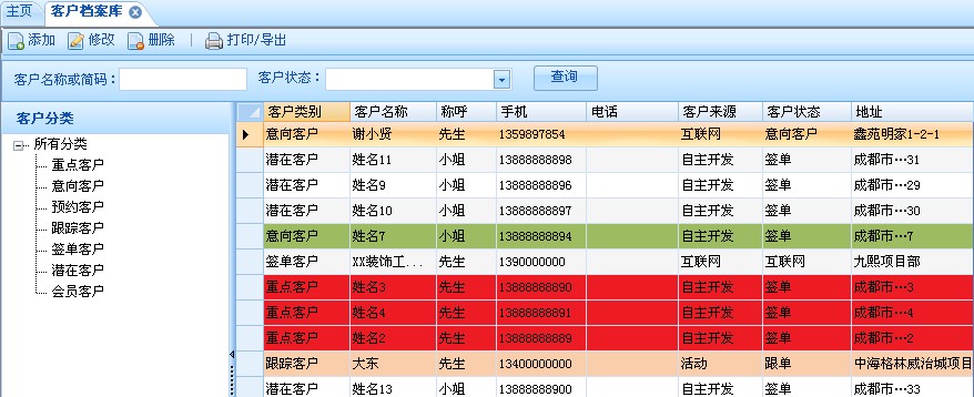 客户档案库